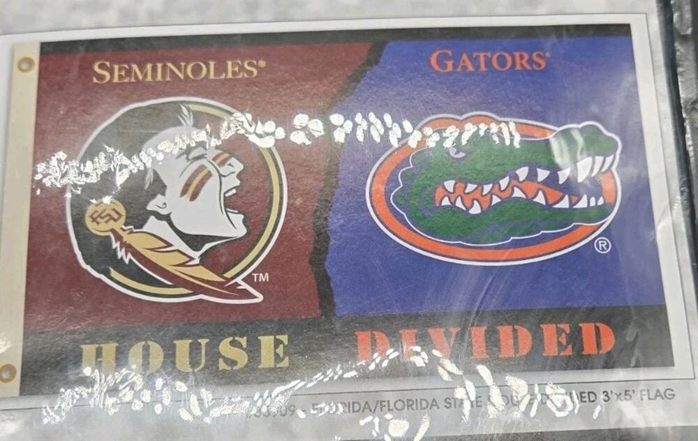 House Divided Flag Florida State + Gators 3x5ft Vintage New